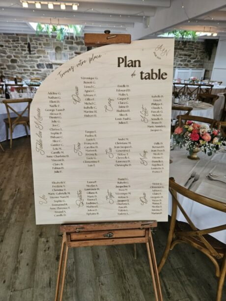 plan de table en bois mariage